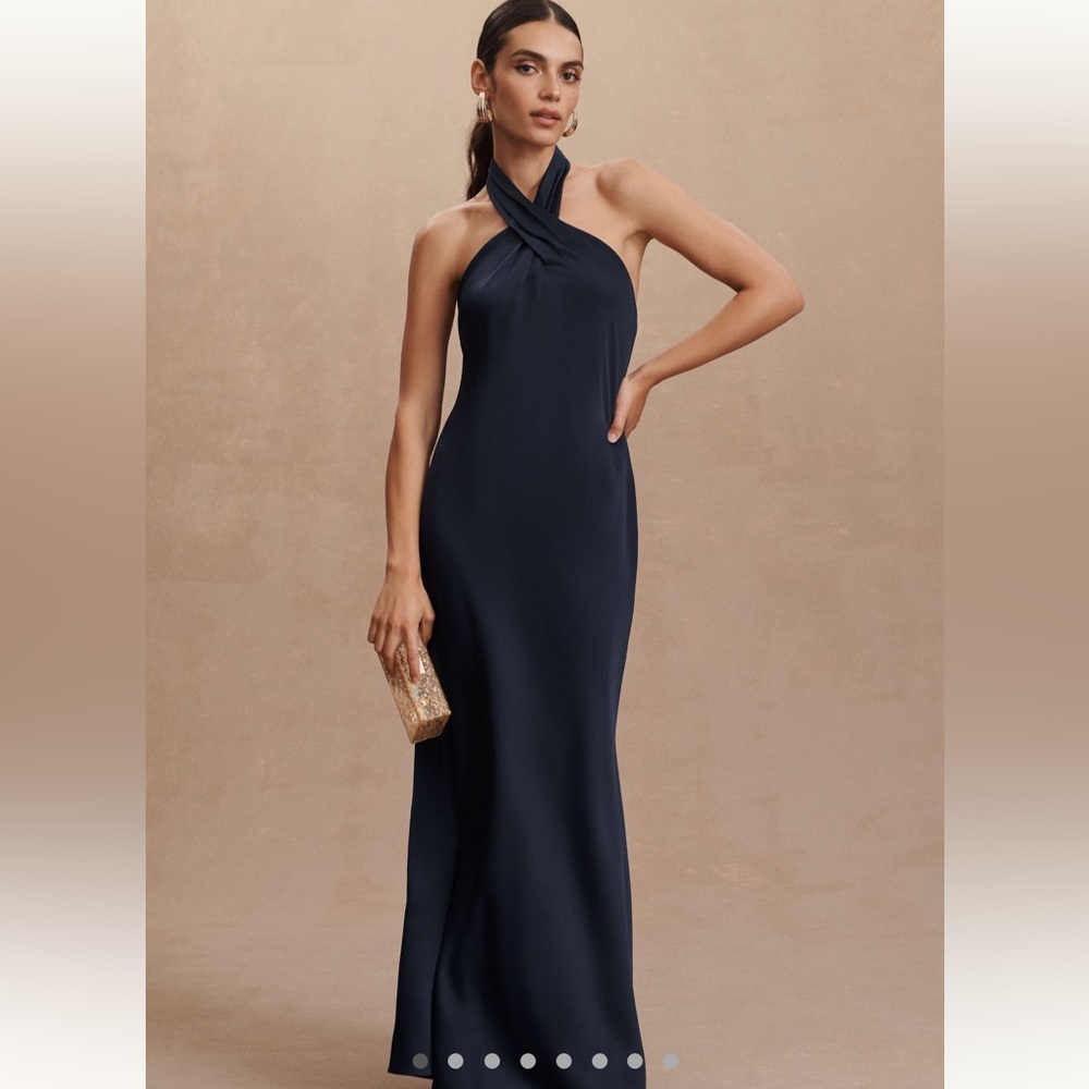 Anthropologie Midnight Blue Halter Maxi Dress